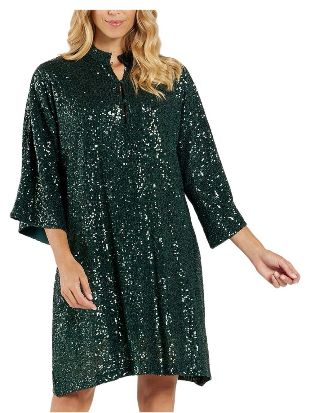 Jude Connally Emerald Green Sequin Shift Dress - Size L